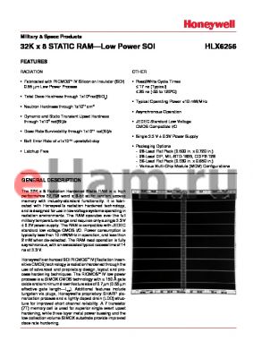 HLX6256RVF datasheet - 32K x 8 STATIC RAM Low Power SOI