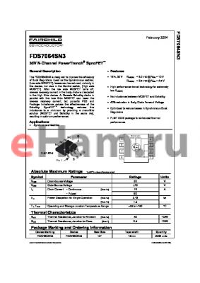 FDS7064SN3 datasheet - 30V N-Channel PowerTrench SyncFET