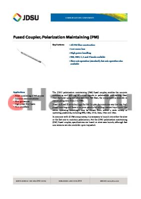 FFP-CA3245 datasheet - Fused Coupler,Polarization Maintaining (PM)