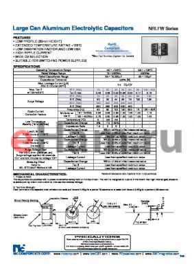 NRLFW561M160V35X20F datasheet - Large Can Aluminum Electrolytic Capacitors