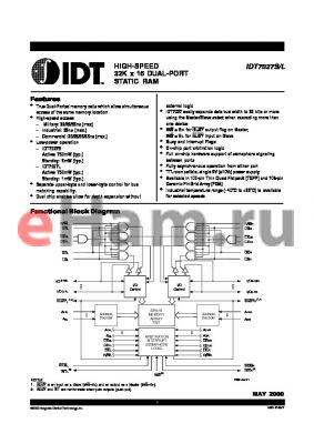 IDT7027L20PFI datasheet - HIGH-SPEED 32K x 16 DUAL-PORT STATIC RAM