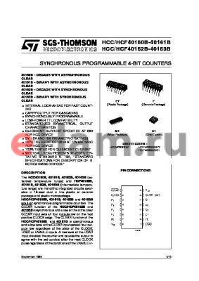 HCF4016 datasheet - SYNCHRONOUS PROGRAMMABLE 4-BIT COUNTERS