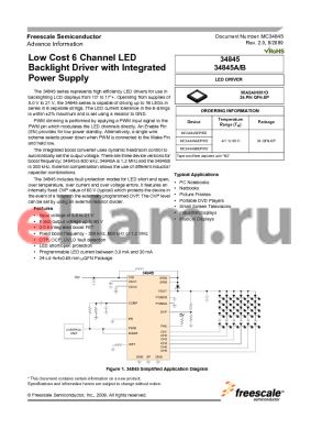 MC34845 datasheet - Low Cost 6 Channel LED Backlight Driver with Integrated Power Supply