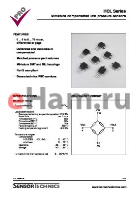 HCL0005D datasheet - Miniature compensated low pressure sensors