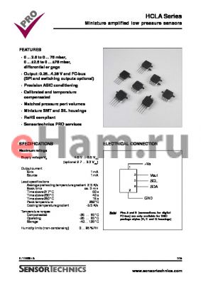 HCLA12X5GB datasheet - Miniature amplified low pressure sensors