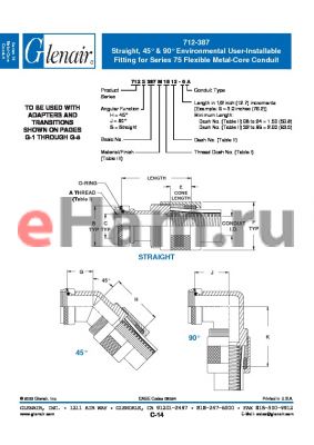 712H387C1608 datasheet - Straight, 45` & 90` Environmental User-Installable Fitting