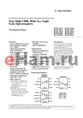 HCPL-2212 datasheet - Very High CMR, Wide VCC Logic Gate Optocouplers