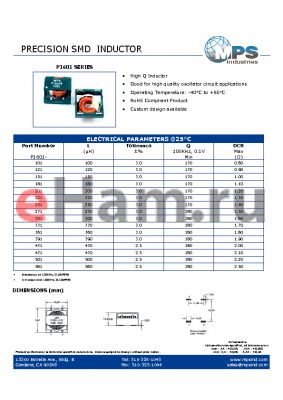 P1601-361 datasheet - PRECISION SMD INDUCTOR