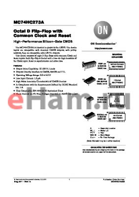 MC74HC273ADTR2G datasheet - Octal D Flip-Flop with Common Clock and Reset