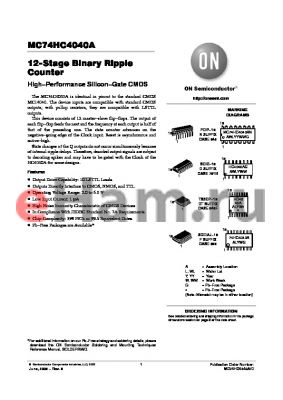 MC74HC4040AFEL datasheet - 12−Stage Binary Ripple Counter High−Performance Silicon−Gate CMOS