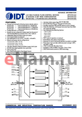 IDT72T51343L6BB datasheet - 2.5V MULTI-QUEUE FLOW-CONTROL DEVICES (4 QUEUES) 36 BIT WIDE CONFIGURATION 589,824 bits, 1,179,648 bits and 2,359,296 bits