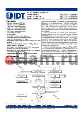 IDT72V211L10PFI datasheet - 3.3 VOLT CMOS SyncFIFO 256 x 9, 512 x 9, 1,024 x 9, 2,048 x 9, 4,096 x 9 and 8,192 x 9
