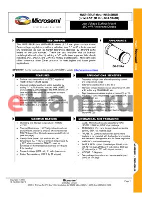 MLL5540B datasheet - Low Voltage Surface Mount 500 mW Avalanche Diodes