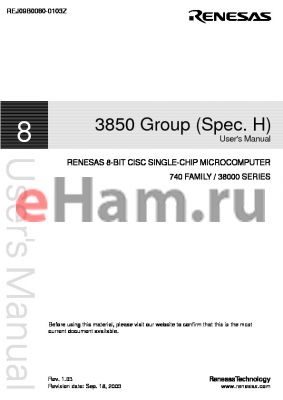 M38501E1H-XXXSS datasheet - 8-BIT CISC SINGLE-CHIP MICROCOMPUTER 740 FAMILY / 38000 SERIES