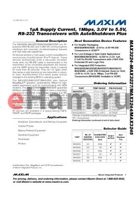 MAX3224CUP+ datasheet - 1lA Supply Current, 1Mbps, 3.0V to 5.5V, RS-232 Transceivers with AutoShutdown Plus