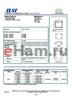ILCX19-IF2F18-20.000 datasheet - 4 Pad Ceramic Package Quartz Crystal, 1.6 mm x 2 mm