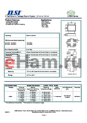 ILCX20-FH3F18-20.000 datasheet - 4 Pad Ceramic Package Quartz Crystal, 1.2 mm x 1.6 mm