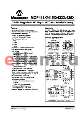 MCP4252-103I/ST datasheet - 7/8-Bit Single/Dual SPI Digital POT with Volatile Memory