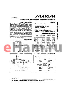 MX7524TD datasheet - CMOS 8-Bit Buffered Multiplying DACs