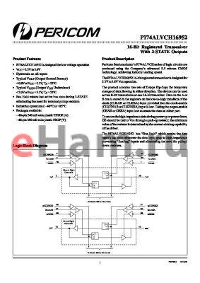 PI74ALVCH16952 datasheet - 16-Bit Registered Transceiver With 3-STATE Outputs