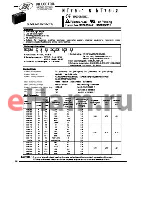 NT75-1CZ16DC9V0.725.0 datasheet - Low coil consumption. / Switching capacity up to 16A.