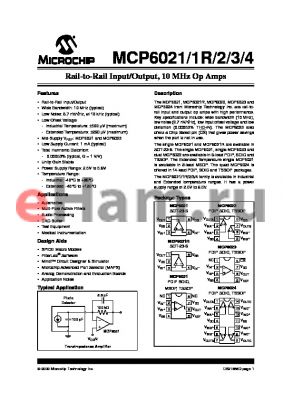 MCP6024-E/SL datasheet - Rail-to-Rail Input/Output, 10 MHz Op Amps