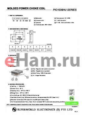 PIC1036HUR22MN-61 datasheet - MOLDED POWER CHOKE COIL