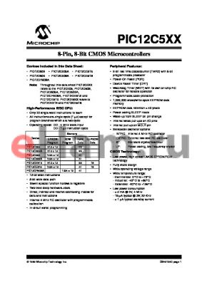 PIC12C508T-04/EP datasheet - 8-Pin, 8-Bit CMOS Microcontrollers