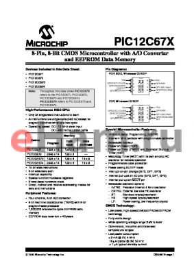 PIC12C671T-04E/P datasheet - 8-Pin, 8-Bit CMOS Microcontroller with A/D Converter