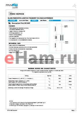 P6KE10A datasheet - GLASS PASSIVATED JUNCTION TRANSIENT VOLTAGE SUPPRESSOR