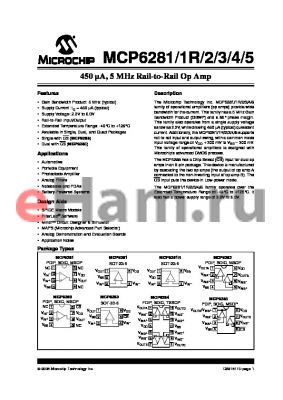 MCP6284-E/MS datasheet - 450 lA, 5 MHz Rail-to-Rail Op Amp