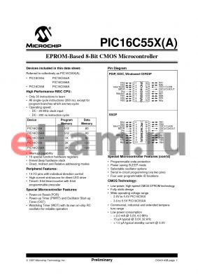 PIC16C554-20E/JW datasheet - EPROM-Based 8-Bit CMOS Microcontroller