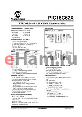 PIC16C622-04E/SO datasheet - EPROM-Based 8-Bit CMOS Microcontroller