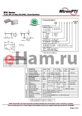 M3E68XQD datasheet - 14 pin DIP, 3.3 Volt, ECL/PECL, Clock Oscillator