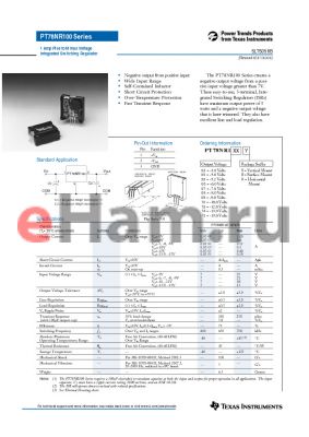 PT78NR108H datasheet - 1 Amp Plus to Minus Voltage Integrated Switching Regulator