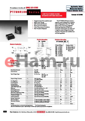 PT78VR103H datasheet - 1 AMP PLUS TO MINUS VOLTAGE INTEGRATED SWITCHING REGULATOR