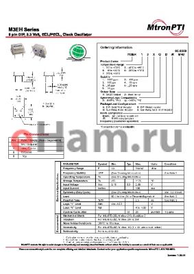 M3EH13XQD datasheet - 8 pin DIP, 3.3 Volt, ECL/PECL, Clock Oscillator