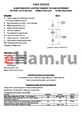 P6KE22A datasheet - GLASS PASSIVATED JUNCTION TRANSIENT VOLTAGE SUPPRESSOR