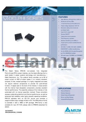 IPM12S0A0R08FA datasheet - Delphi Series IPM, Non-Isolated, Integrated Point-of-Load Power Modules: 8V~14V input, 0.8~5V and 8A Output Current