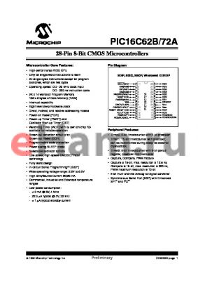 PIC16C72A-04/SS datasheet - 28-Pin 8-Bit CMOS Microcontrollers