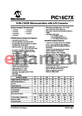 PIC16C76-20/SS datasheet - 8-Bit CMOS Microcontrollers with A/D Converter