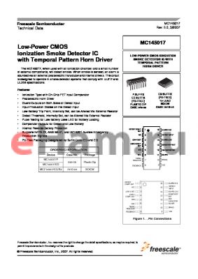 MCZ145017EG datasheet - Low-Power CMOS Ionization Smoke Detector IC with Temporal Pattern Horn Driver