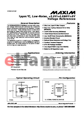 MAX6325EPA datasheet - 1ppm/`C, Low-Noise, 2.5V/4.096V/5V Voltage References