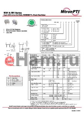 M3H58FCG datasheet - 8 pin DIP, 3.3 or 5.0 Volt, HCMOS/TTL Clock Oscillator