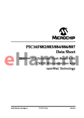 PIC16F886T-E/PSQTP datasheet - 28/40/44-Pin, Enhanced Flash-Based 8-Bit CMOS Microcontrollers with nanoWatt Technology