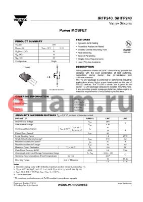 IRFP240 datasheet - Power MOSFET