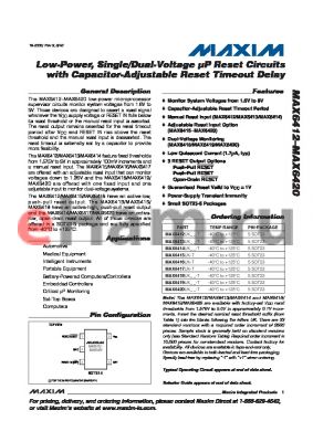 MAX6413UK-T datasheet - Low-Power, Single/Dual-Voltage lP Reset Circuits with Capacitor-Adjustable Reset Timeout Delay