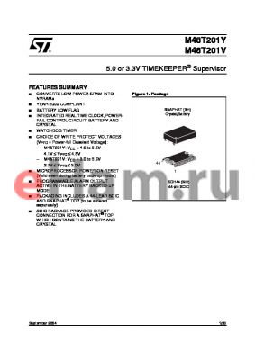 M48T201YSH datasheet - 3.3V-5V TIMEKEEPER CONTROLLER