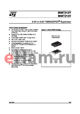 M48T212V-85MH6TR datasheet - 5V/3.3V TIMEKEEPER CONTROLLER Supervisor