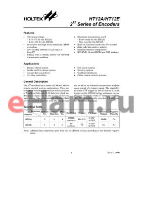 HT12A datasheet - Series of Encoders